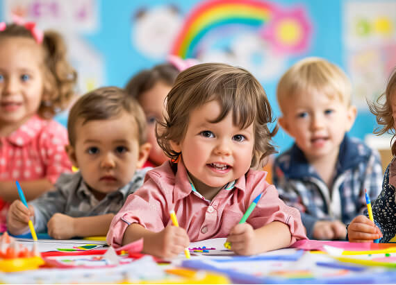 Child completing interactive puzzle layout illustration